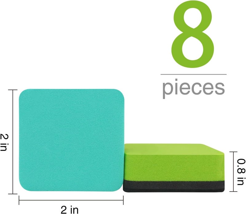 PRZRU Mini Dry Erase Eraser, 8 Pack Magnetic Whiteboard Dry Erase Erasers- Ideal for Kids, Teachers, and Classroom Supplies（Mixed Colours, 2 x 2 Inch - Image 2